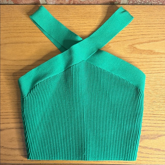 Babaton Tops - Babaton Green Ribbed Crop Top